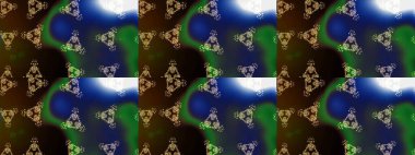 Raster illüstrasyonu. Renkli Bahar Teması eskiz kalıbı. Mavi, kahverengi ve yeşil renkte çiçekler. Çiçek desenli çizim. Asya tekstil tarzında. Düz Çiçek Elementleri Tasarımı.