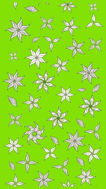 Raster illüstrasyonu. Çiçekli, yapraklı, çiçek desenli eskiz. El çizimi.