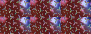 Kırmızı, kahverengi ve mor ikon silueti. Kutlamanın sembolü. Raster illüstrasyonu. Yeni yıl tabelası. Noel tasarımı için. Kar taneleri kışı kırmızı, kahverengi ve mor renklerde izole edilir.