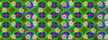 Kış kar tanesi, raster arka plan. Renkli arka planda izole kar taneleri. Yüzey için tekrarlanan doku, ambalaj kağıdı, yeşil, mavi ve kahverengi renkler. Raster illüstrasyonu.