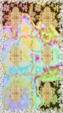 Paisleys zarif çiçek desenli arkaplan duvar kâğıdı çizimi klasik stil, modern 3D çizgili sanat eseri altın ve nötr desenli çiçek yaprakları ve süslemeleri..