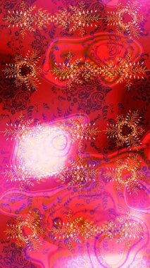 Noel ve yeni yıl moda baskıları için tatil tasarımı. Kar tanelerinin soyut arkaplanı olan şirin bir Noel arkaplanı. Kırmızı, pembe ve nötr kar taneleri. Raster illüstrasyonu. Renkler.