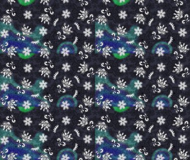 Gri renkli etnik çiçekli zarif eskiz deseni. Raster Çiçek İllüstrasyon Şirin Tekstil.