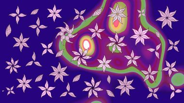 Sevimli çiçek raster deseni. Mavi renkli çiçekler. Düz Çiçek Elementleri Tasarımı. Renkli Yaz Teması çizim şablonu.