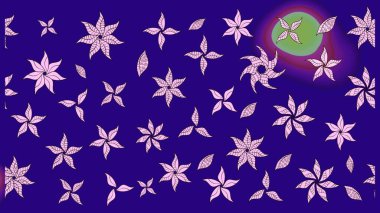 Çiçek desenli çizim. Düz Çiçek Elementleri Tasarımı. Güzel kumaş deseni. Raster illüstrasyonu. Asya tekstil tarzında. Renkli Bahar Teması çizim şablonu.