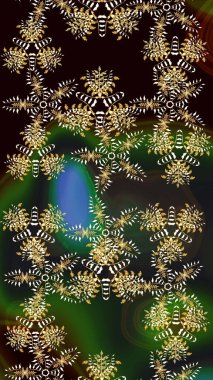 Renkli arka planda izole tatlı kar taneleri. Siyah, gri ve yeşil renkli kar taneleri. Kar tanesi raster deseni. Raster illüstrasyonu.