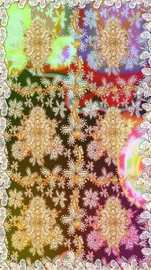 Tarafsız renklerde ve altın elementlerle geleneksel klasik altın raster deseni. Barok tarzında kusursuz bir doğulu süsü..