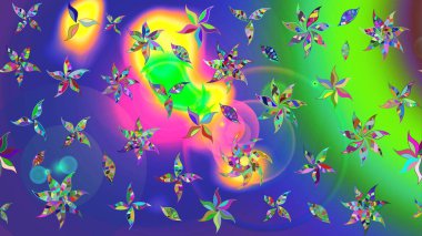 Mavi renkte etnik çiçeklerle süslenmiş zarif bir eskiz. Raster Çiçek İllüstrasyonu güzel tekstil..