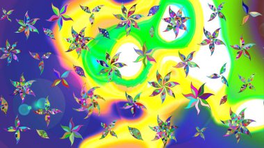 Sarı renkli çiçekler. Renkli Bahar Teması eskiz kalıbı. Düz Çiçek Elementleri Tasarımı. Raster illüstrasyonunda çiçek deseni çizimi.