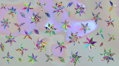 Düz Çiçek Elementleri Tasarımı. Raster Illustrasyon 'daki Çiçek Deseni' nin son moda çizimi. Renkli Yaz Temalı eskiz kalıbı. Güzel kumaş deseni.