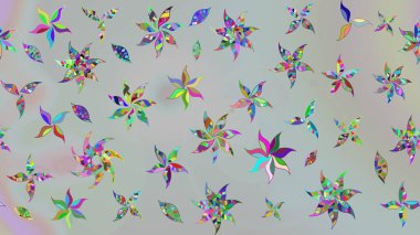 Raster illüstrasyonu. Çiçek desenli çizim. Gri renkli Asya tekstili.