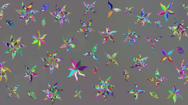 Raster illüstrasyonu. Gri renklere karalamalar çizilmiş çiçek deseni.