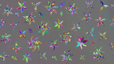 Çiçek süslemeli çizim deseni. Raster illüstrasyonu. Gri renkli çiçekler.