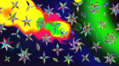 Raster illüstrasyonu. Güzel kumaş deseni. Raster illüstrasyonundaki çiçek desenli çizim. Gri renklerde.