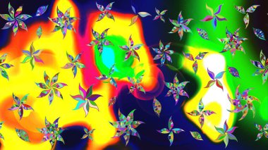 Sarı el çizimi desen. Karalama çiçekleri çizim kalıbı. Sanat, çiçekleri canlandırır ve arka planda bırakır. Raster deseni.