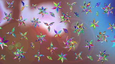 Bir sürü kahverengi ve soyut çiçekli tropik eskiz deseni. Varicolobrown Raster çizimi. Küçük çiçekte sevimli çiçek deseni var..