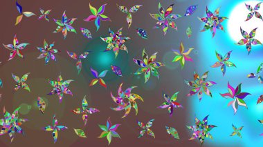 Raster illüstrasyonu. Raster illüstrasyonundaki çiçek desenli çizim. Kahverengi renklerde. Güzel kumaş deseni.