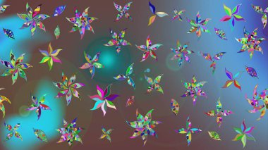 Küçük çiçekteki sevimli çiçek deseni. Mavi renkli çiçekler. Raster illüstrasyonu.