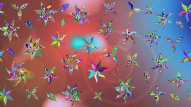 Çiçekler. Vadinin pembe renkli çiçekleri. Soyut etnik raster çizim kalıbı.