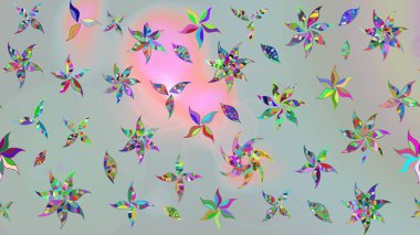 Suluboya tarzında gri renkli çiçekler. Raster illüstrasyonunda çiçek deseni çizimi.