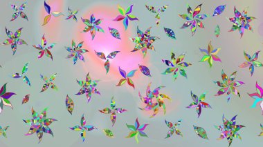 Gri renkli çiçekler. Raster illüstrasyonunda çiçek deseni çizimi.