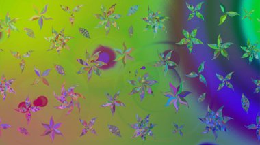 Yeşil renkli çiçekler. Çiçekli karalama şeklinde Raster çiçek deseni. Yumuşak, bahar çiçekli arka plan.