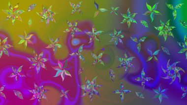 Elle boyanmış suluboya resim çizimleri, çiçekler ve bitkiler. Yeşil renkte çiçekler.