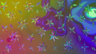 Raster. Kahverengi renkte güzel çiçekler, suluboya desenli eskiz deseni, duvar kağıdı, kart veya kumaş için fayanslı..