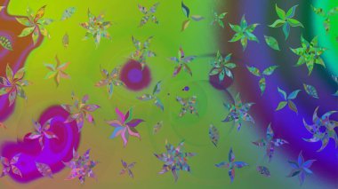 Yeşil renklerde. Yeşil renkli yeşil papatya deseni. Raster illüstrasyonu.