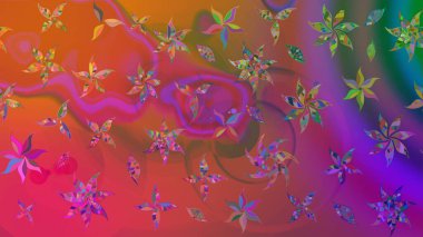 Pembe renkli çiçekler. Raster düz çiçek çizim deseni. Tasarım hediye paketi, tebrik kartları, posterler ve afiş tasarımı.