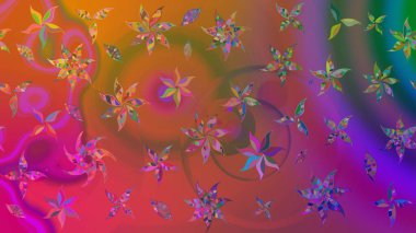 Sevimli çiçek raster deseni. Düz Çiçek Elementleri Tasarımı. Kahverengi renkli çiçekler. Renkli Bahar Teması çizim şablonu.