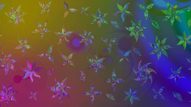 Sketch Colour Spring Theme eskiz kalıbı. Kahverengi renkli çiçekler. Sevimli çiçek raster deseni. Düz Çiçek Elementleri Tasarımı.