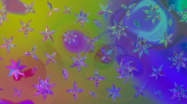 Suluboya çiçekli çiçek deseni. Yeşil renkte güzel bir tekstil. Raster illüstrasyonu.