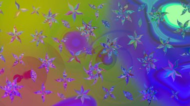 Çizim çiçek deseni duvar kâğıdı olarak kullanılabilir. Raster illüstrasyonu. Yeşil renkte çiçekler.