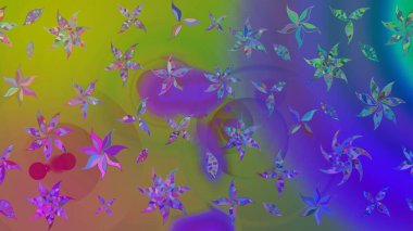 Düz Çiçek Elementleri Tasarımı. Çiçek deseni. Raster güzel kumaş deseni çiziyor. Renkli Bahar Teması çizim şablonu.