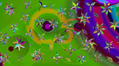 Küçük çiçekteki sevimli çiçek deseni. Yeşil renkte çiçekler.