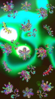 Renkli arka planda izole tatlı kar taneleri. Güzel kar tanesi ikonu. Ağ için güzel bir kar tanesi simgesinin basit bir çizimi. Raster illüstrasyonu.