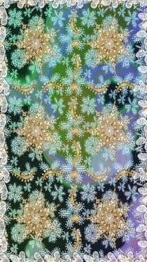 Tarafsız renklerde, altın elementlerle kusursuz klasik desen. Noel, kar tanesi, yeni yıl 2019.