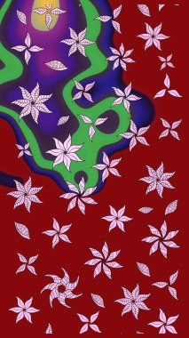 Düz Çiçek Elementleri Tasarımı. Renkli Bahar Teması eskiz kalıbı. Kırmızı renkte zarif çiçek buketi suluboya. Raster illüstrasyonu.