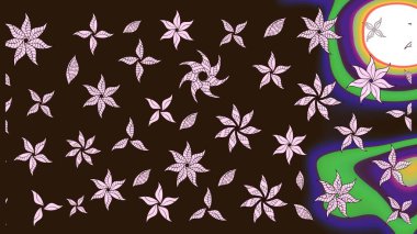 Kahverengi renklerde bahar çiçekleri. Çiçekli karalama şeklinde Raster çiçek deseni. Raster illüstrasyonu.