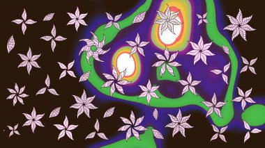Etnik Mandala süsü. Raster Henna dövme stili. Tekstil, tebrik kartı, boyama kitabı, telefon kılıfı baskısı için kullanılabilir. Hint çiçekli desenli şal desenli..