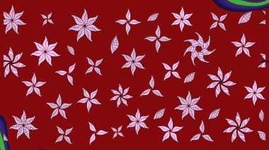 Raster illüstrasyonu. Klasik çiçek tasarımı elementleri. Kırmızı kıvırcık çiçekler kırmızı renkte şekillenir.