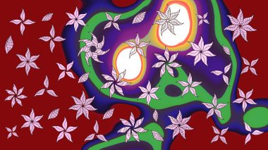 Çizim çiçek deseni duvar kâğıdı olarak kullanılabilir. Raster illüstrasyonu. Kırmızı renkte çiçekler.