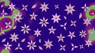 Raster illüstrasyonu. Mavi kıvırcık çiçekler mavi renkte şekillenir. Klasik çiçek tasarım elementleri.