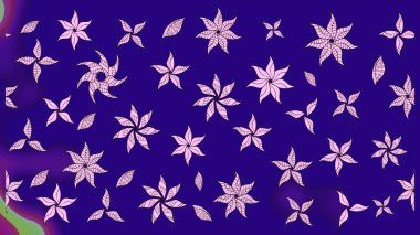 Renkli Yaz Temalı eskiz kalıbı. Sevimli çiçek raster deseni. Mavi renkli çiçekler. Düz Çiçek Elementleri Tasarımı.