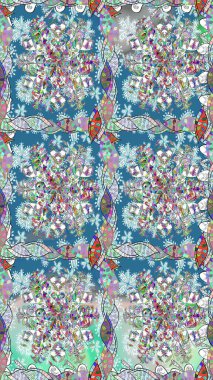 Kumaş, tekstil, duvar kağıdı baskısı için. Kusursuz bir geçmişi var. Eski usul. Tomurcukları papatya çiçekleri olan sevimli bir çiçek deseni. Miles Fleur, süslü püslü bir süs. Raster illüstrasyonu.