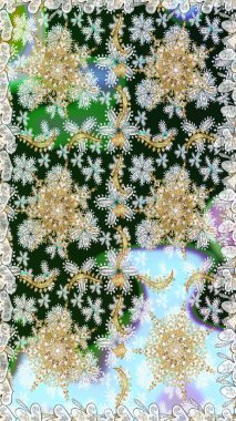 Kusursuz oryantal klasik altın desen. Tarafsız renklerde altın tekrarlayan elementler içeren Raster soyut arkaplanı.