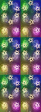 Raster resim. Raster kar taneleri arka plan. Renk arka plan üzerinde izole soyut kar taneleri ile düz tasarım. Kar tanesi renkli desen. Snowflakes desen.