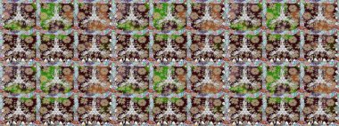 Kahverengi renkli çiçekler. Düz Çiçek Elementleri Tasarım Raster illüstrasyonu. Renkli Bahar Temalı Kusursuz Arkaplan. Çiçeksiz desenli arka plan.