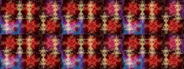 Raster illüstrasyonu. Kar tanesi rengarenk desen. Soyut kar taneleri arkaplanda izole edilmiş düz dizayn. Raster kar taneleri arka planda. Kar taneleri deseni.